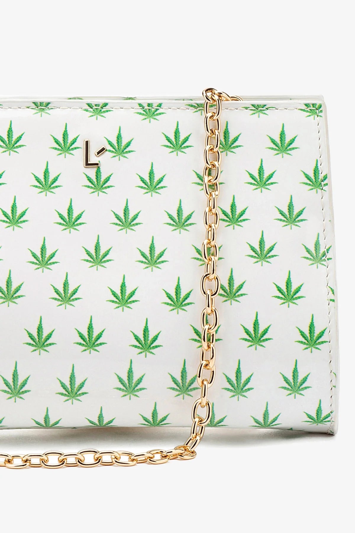 Erin Clutch In White Leaf Patent Leather - Image 4