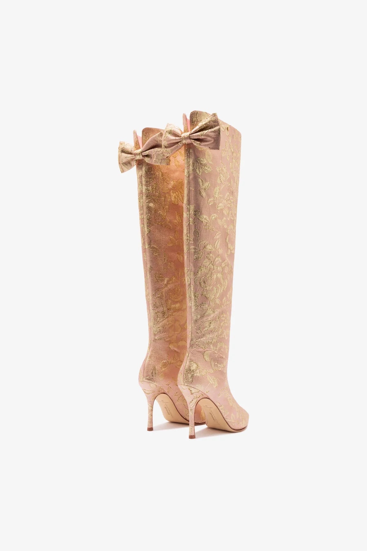 Larroudé for LoveShackFancy Boot Bow In Sand Brocade - Image 3