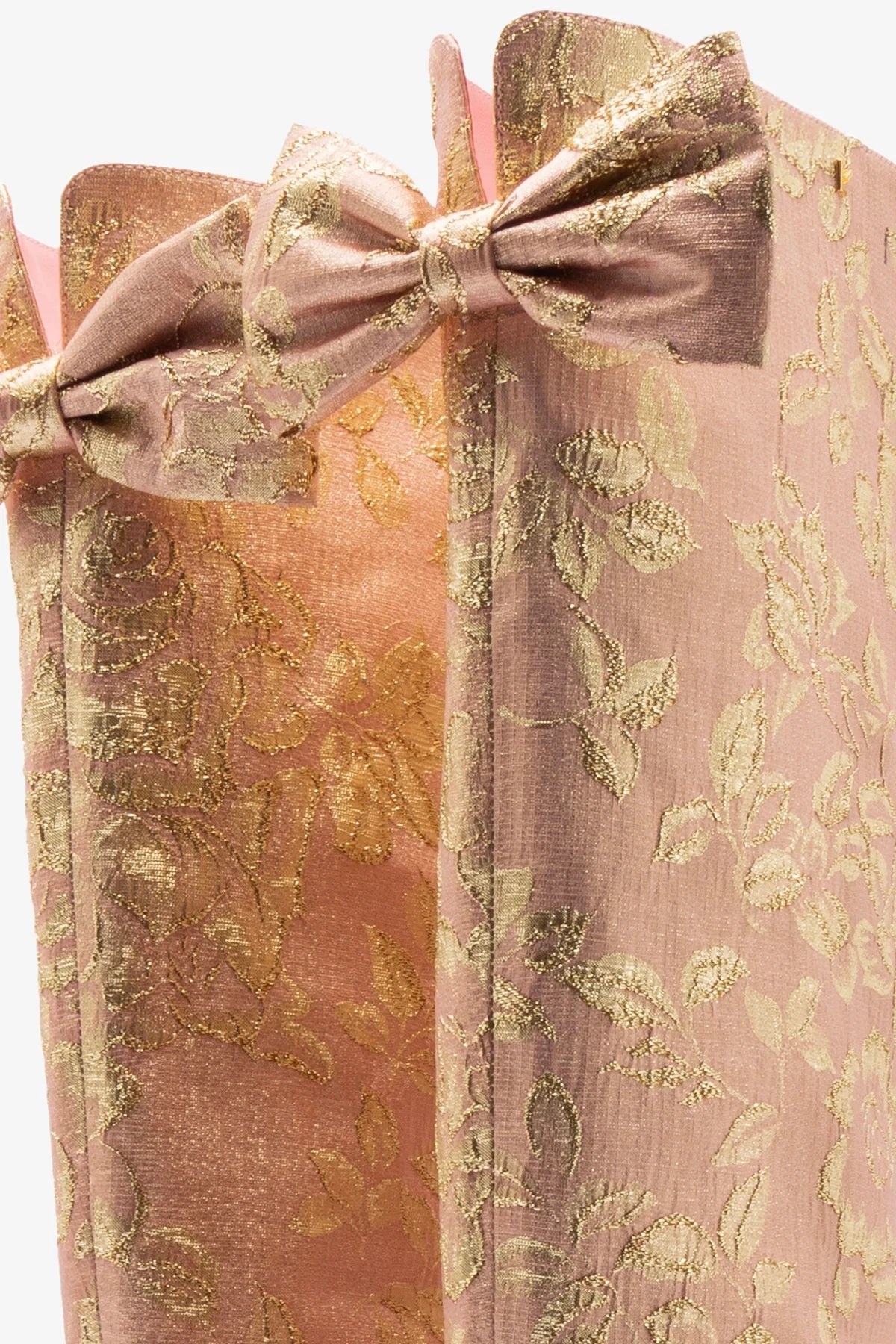 Larroudé for LoveShackFancy Boot Bow In Sand Brocade - Image 4