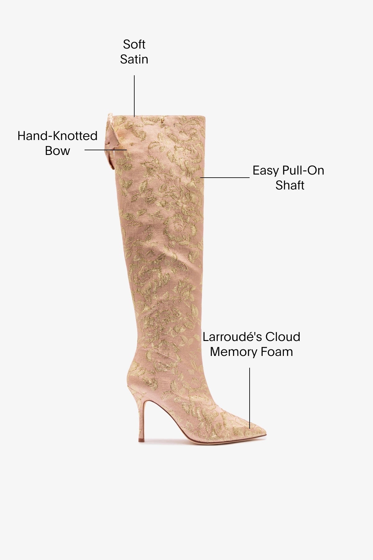 Larroudé for LoveShackFancy Boot Bow In Sand Brocade - Image 5