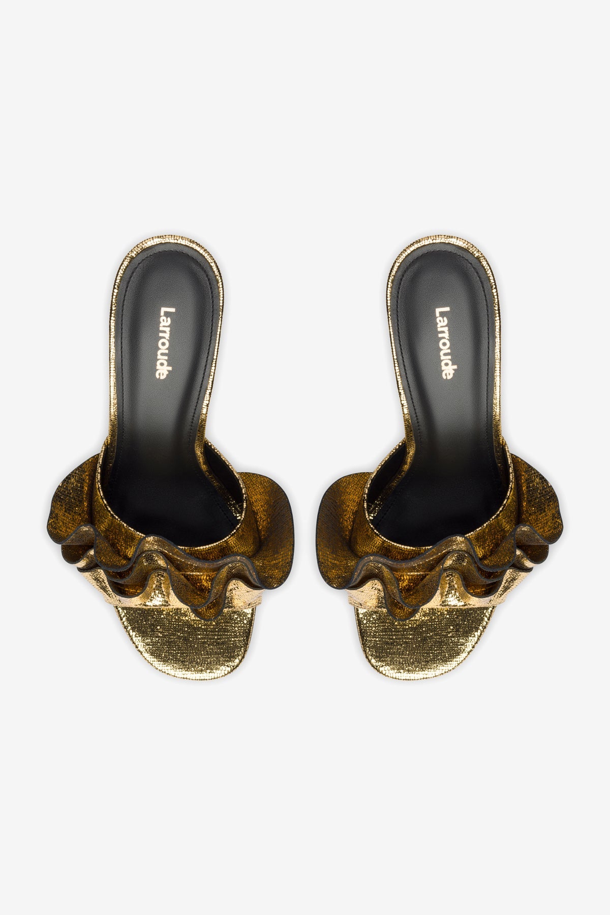 Colette Ruffle Mule In Gold Cracked Metallic Leather - Image 3