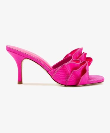 Colette Ruffle Sandal In Magenta Fabric