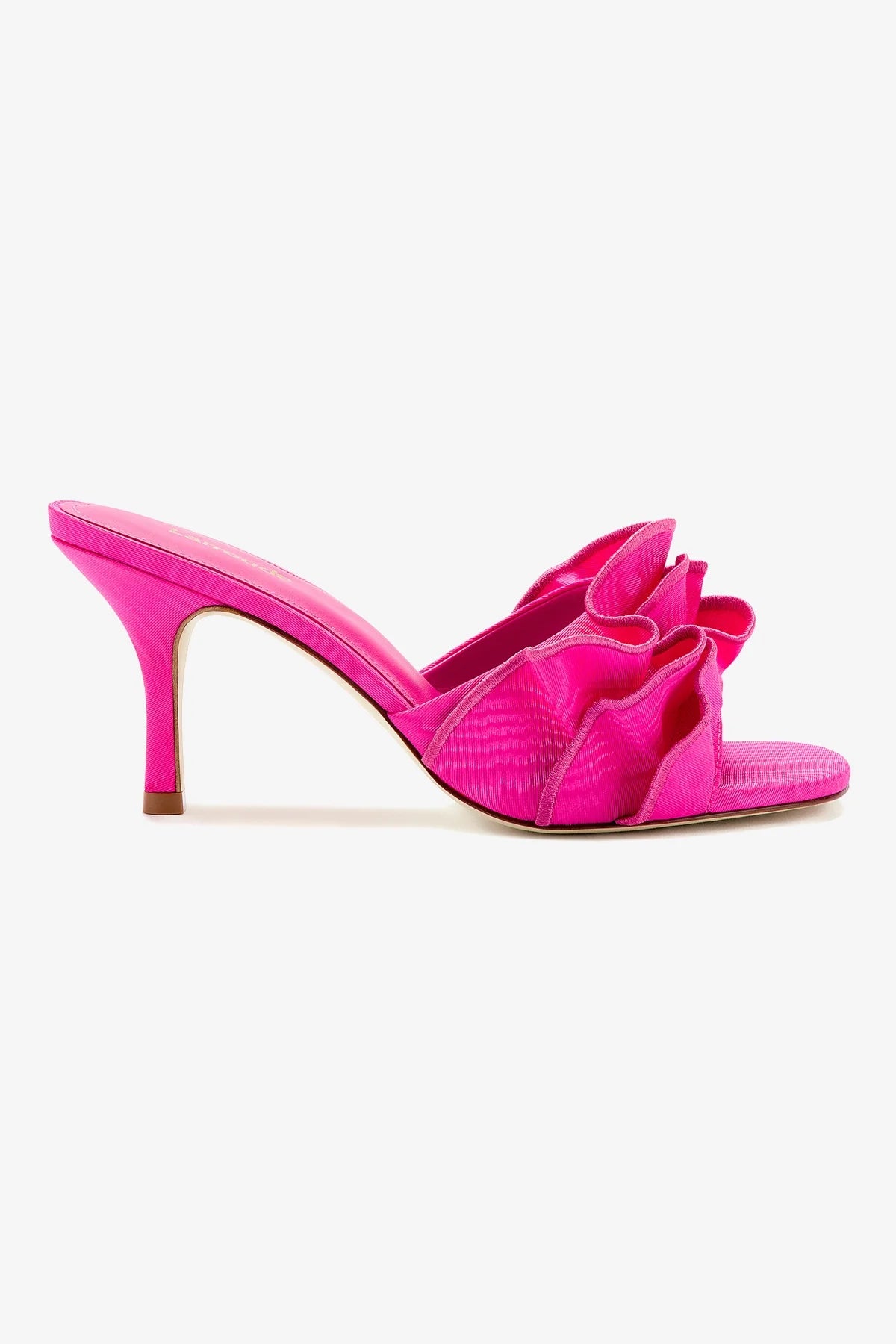 Colette Ruffle Sandal In Magenta Fabric
