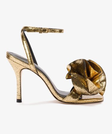 Penelope Sandal In Gold Cracked Metallic Leather