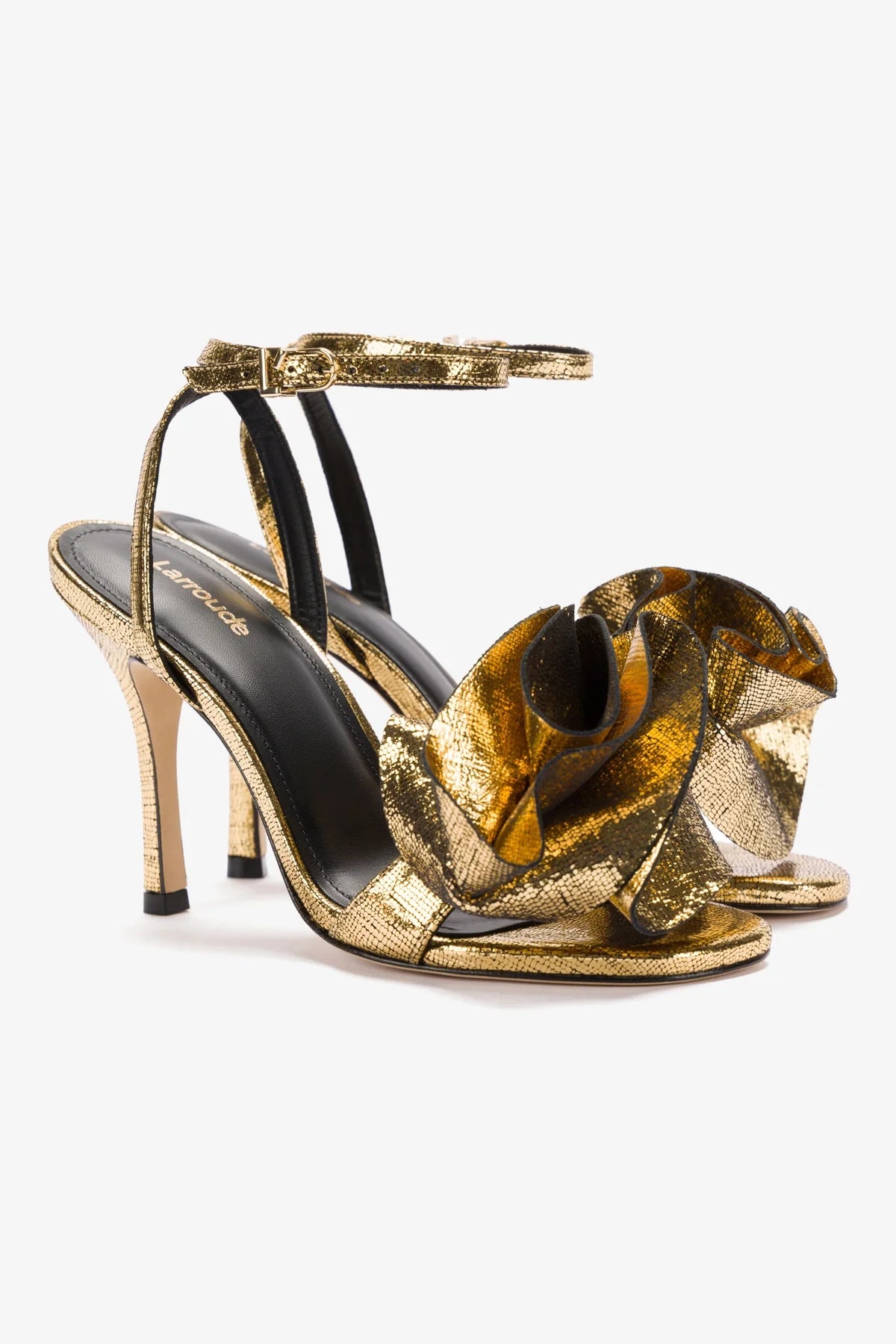 Penelope Sandal In Gold Cracked Metallic Leather - Image 2