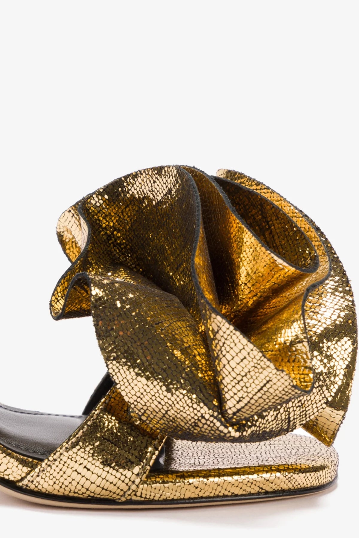 Penelope Sandal In Gold Cracked Metallic Leather - Image 4