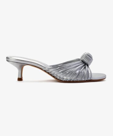 Valerie Mule In Silver Metallic Leather