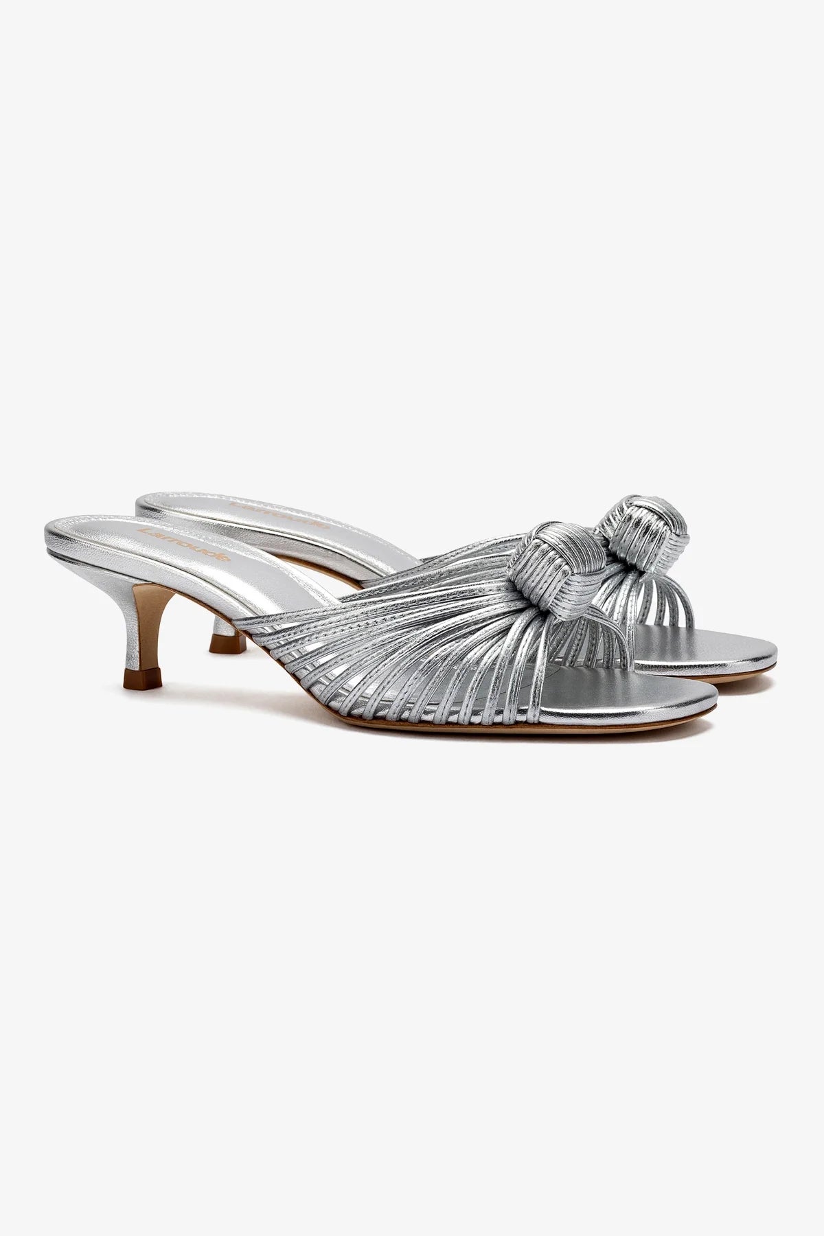 Valerie Mule In Silver Metallic Leather - Image 2