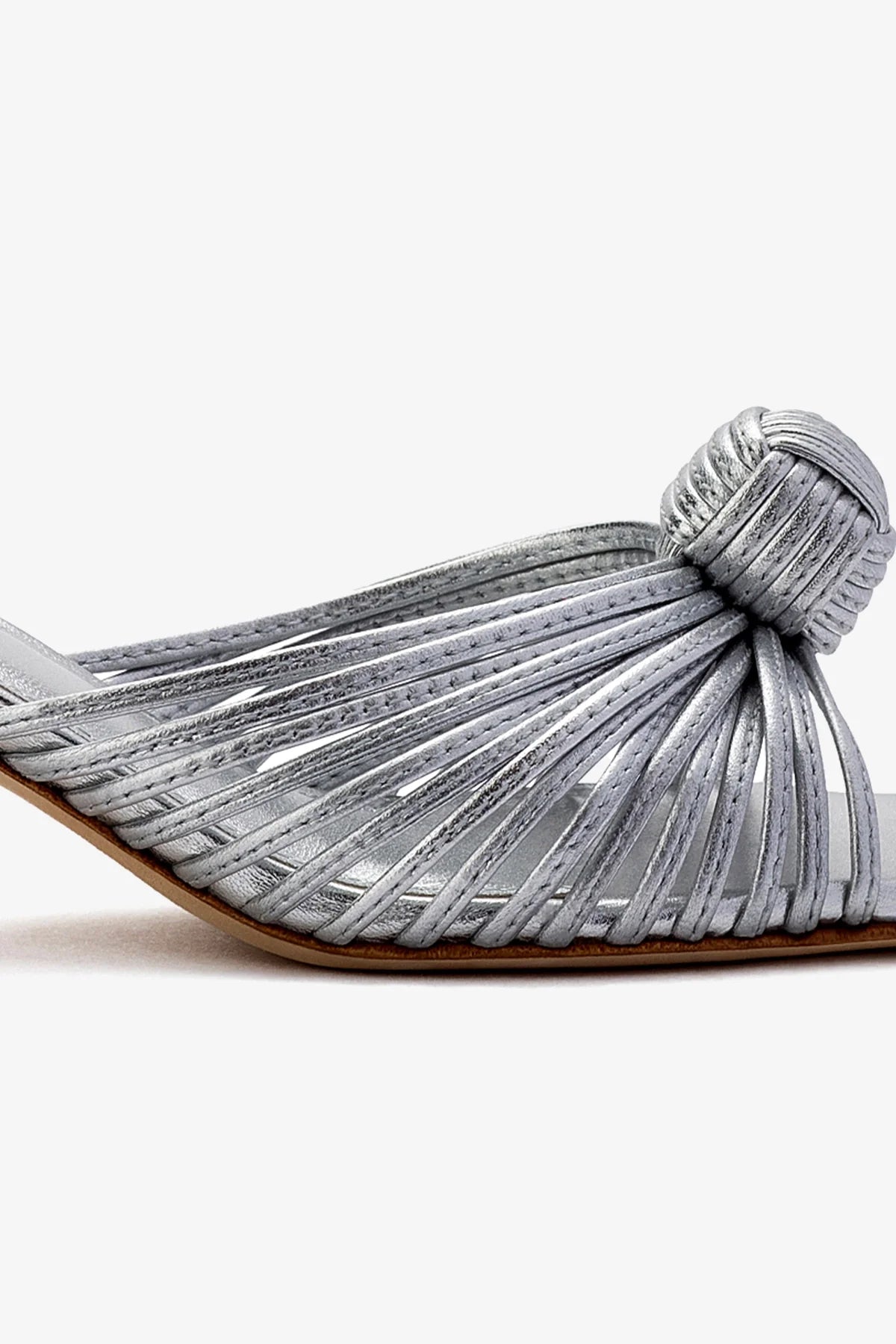 Valerie Mule In Silver Metallic Leather - Image 4