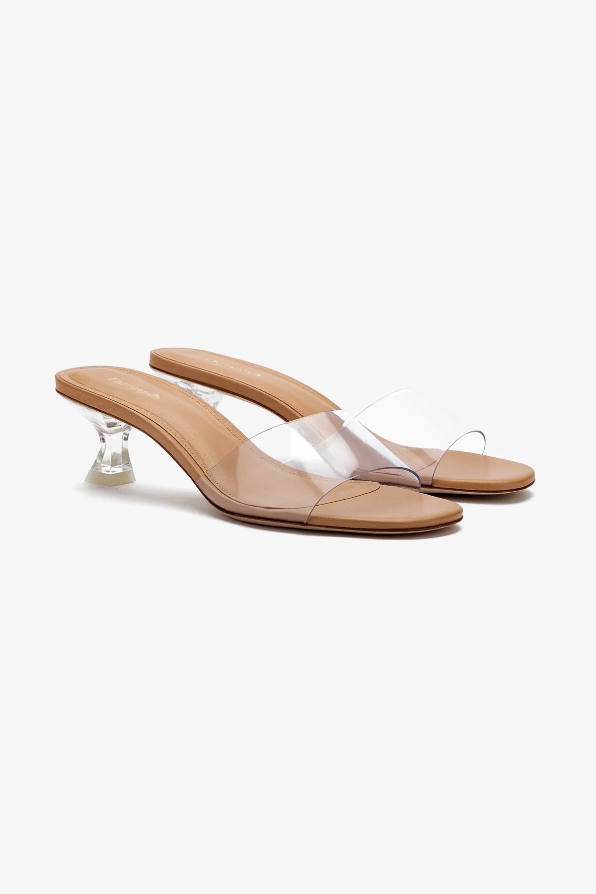Vivi Lucite Mule In Tan Leather and Vinyl - Image 2