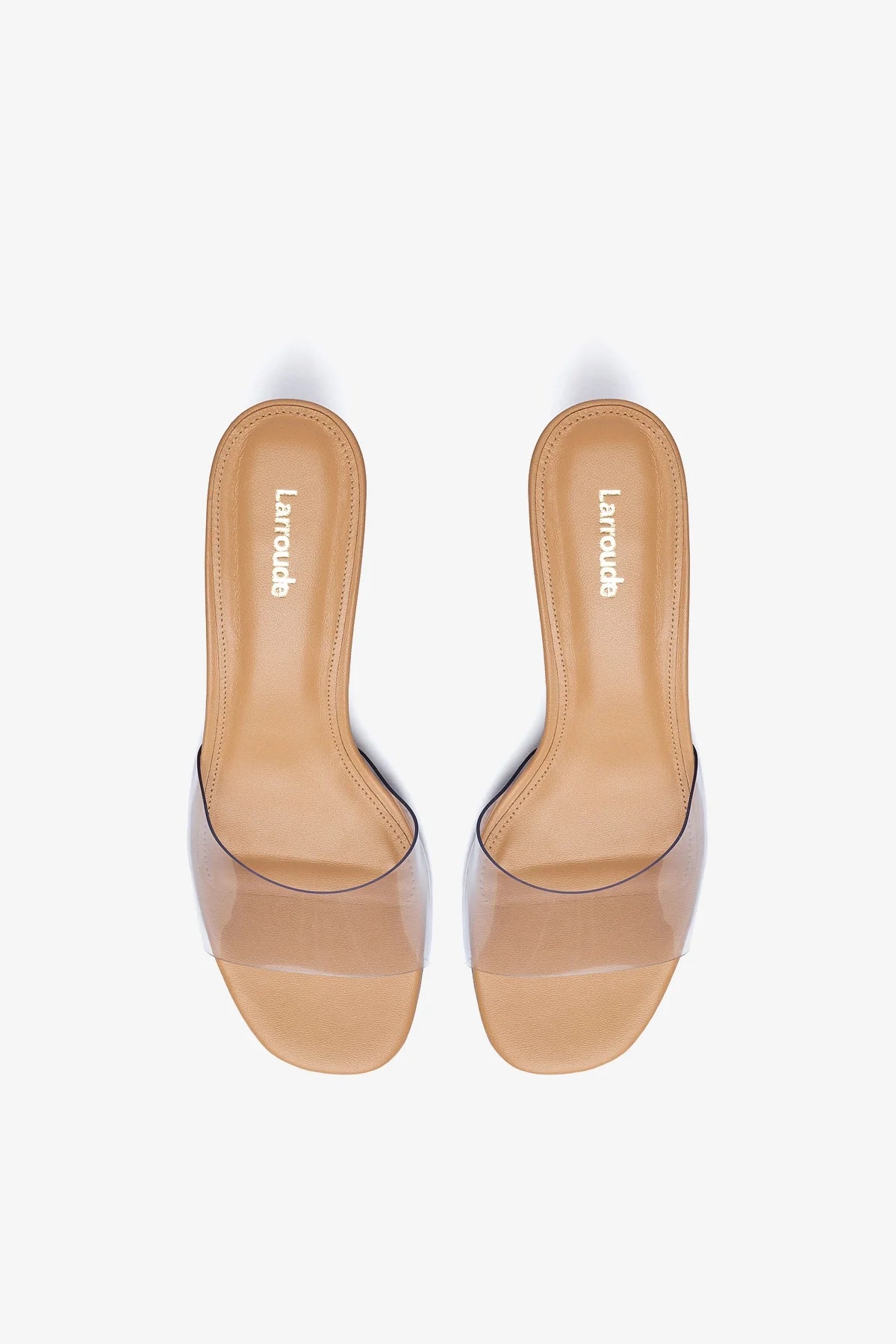Vivi Lucite Mule In Tan Leather and Vinyl - Image 3