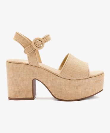 Miso Platform Strap Sandal In Beige Raffia