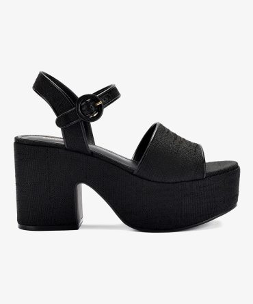 Miso Platform Strap Sandal In Black Raffia