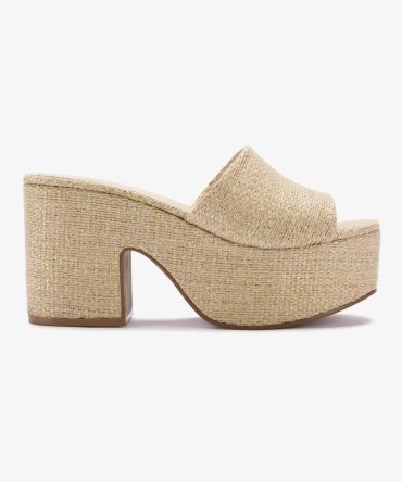 Miso Platform Sandal In Metallic Raffia