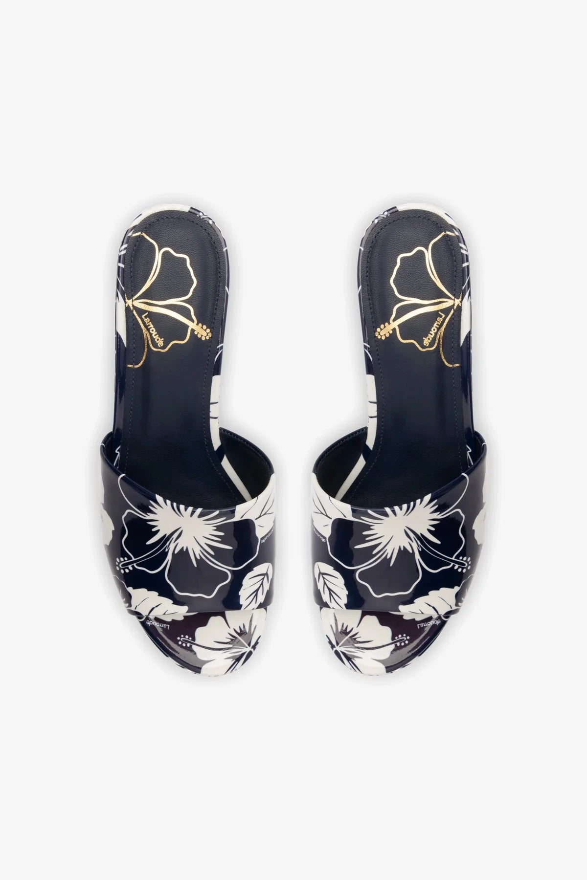 Miso Platform Sandal In Navy Printed Leather - Image 3