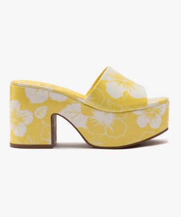 Miso Platform Sandal In Lemonade Printed Leather