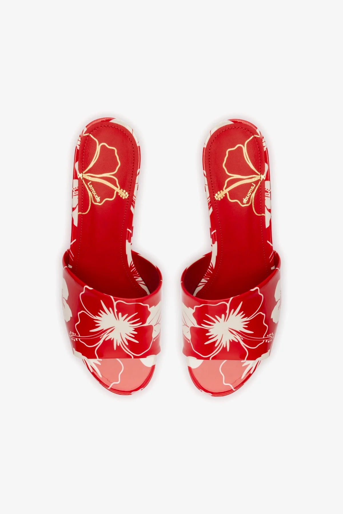 Miso Platform Sandal In Scarlet Printed Leather - Image 3