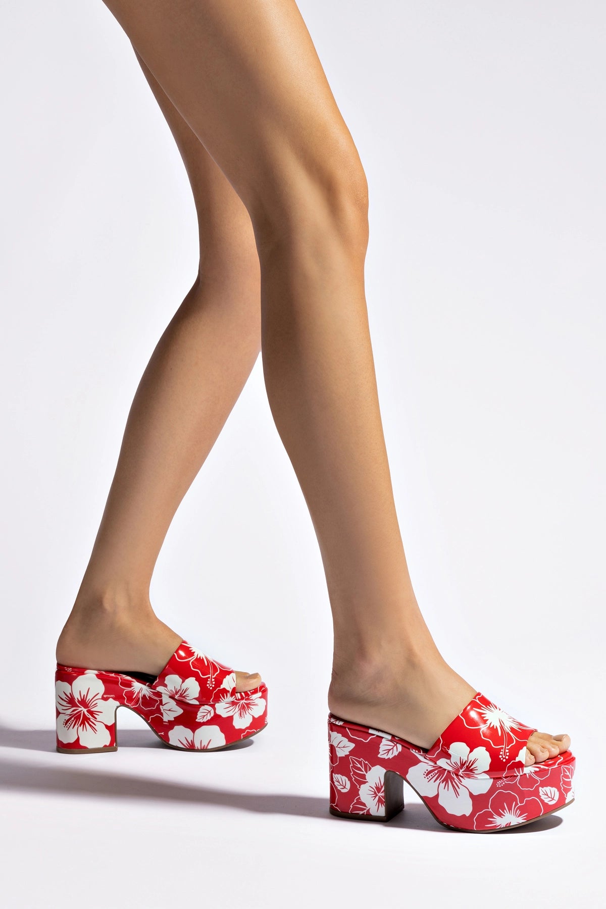 Miso Platform Sandal In Scarlet Printed Leather - Image 5