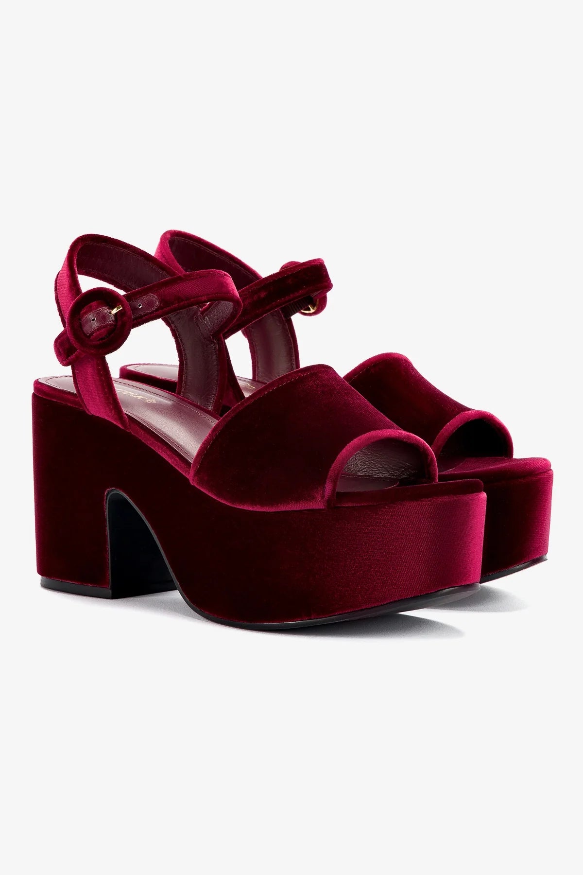 Miso Platform Strap Sandal In Wine Velvet - Image 2