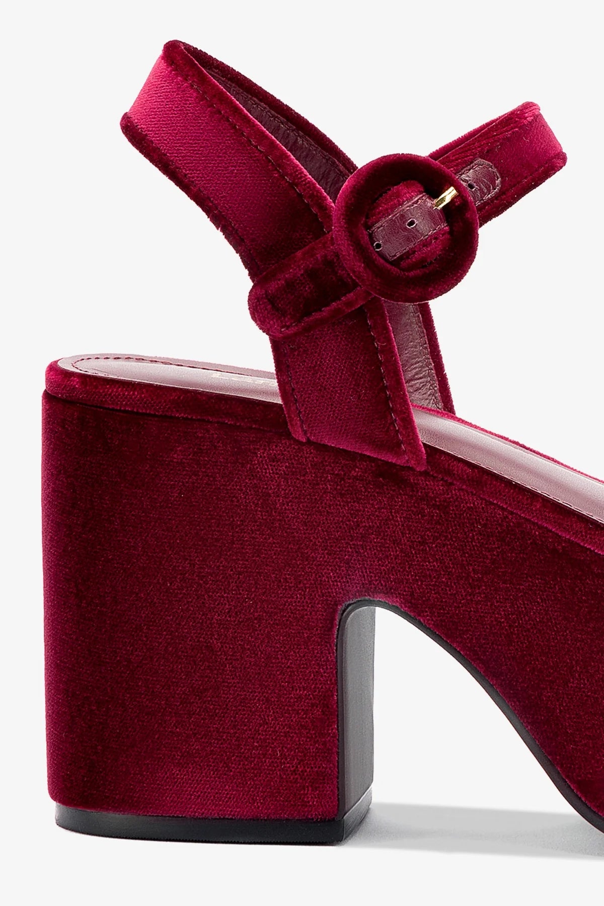 Miso Platform Strap Sandal In Wine Velvet - Image 4