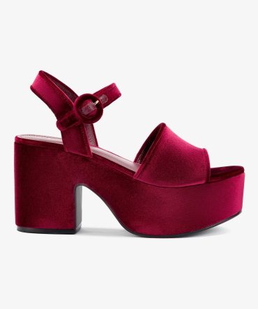 Miso Platform Strap Sandal In Wine Velvet