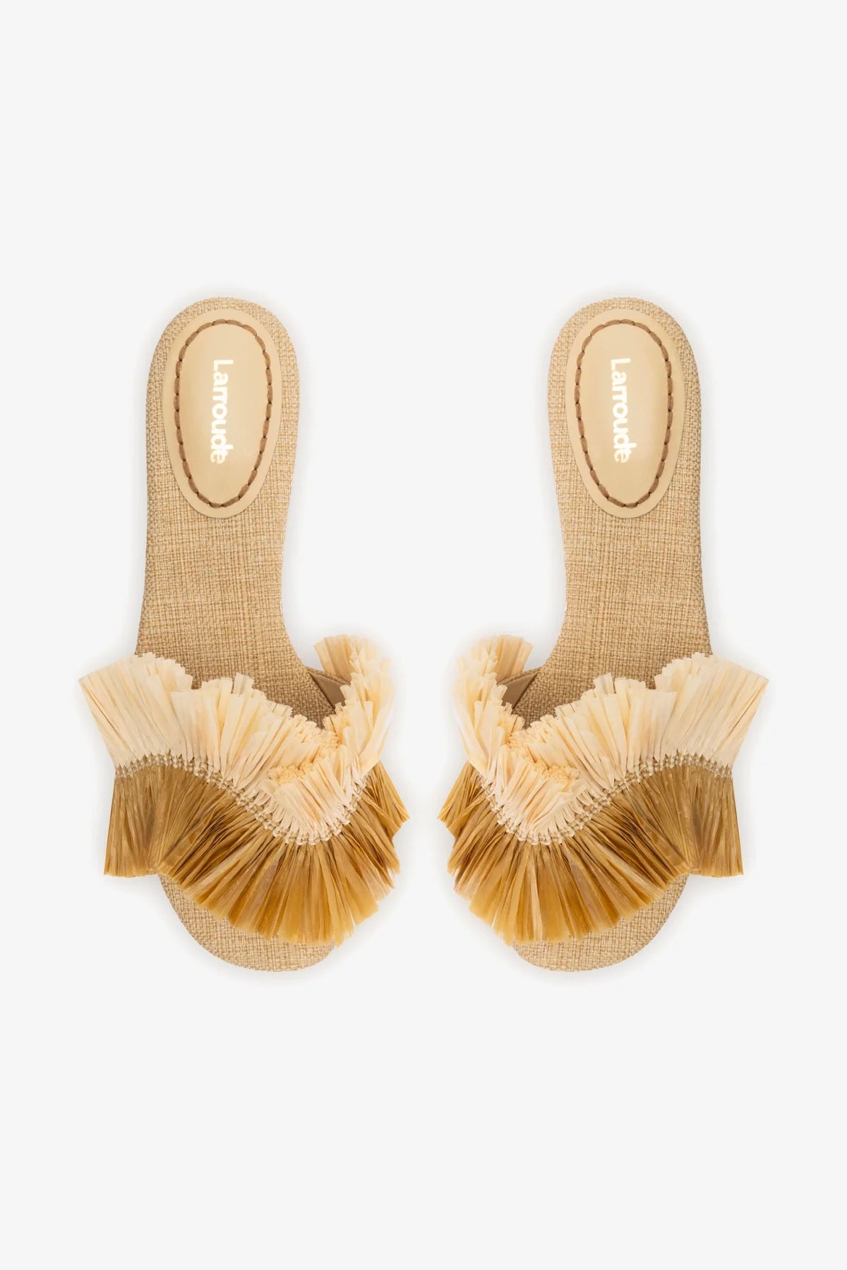 Ivy Fringe Flat In Beige Raffia - Image 3