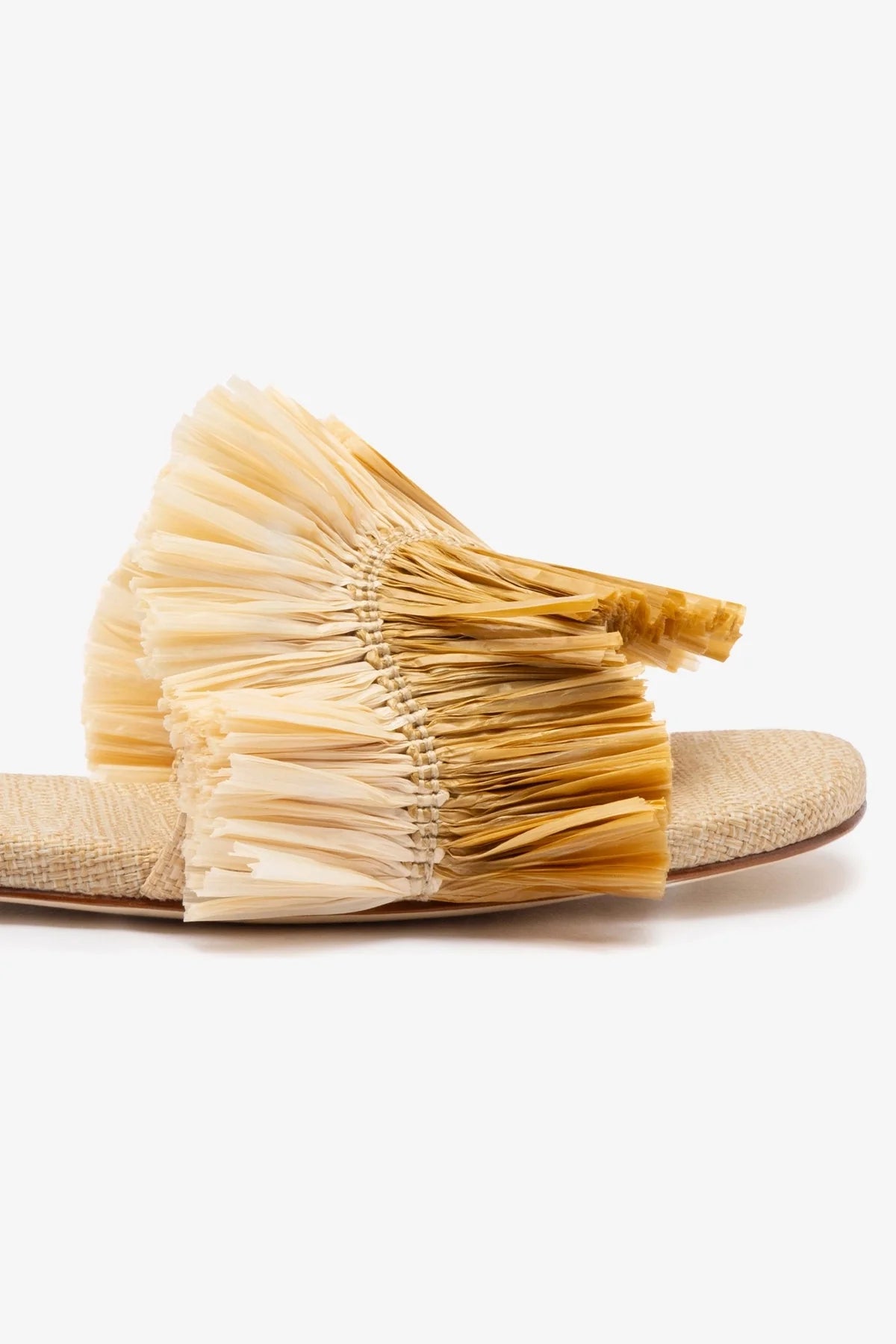 Ivy Fringe Flat In Beige Raffia - Image 4