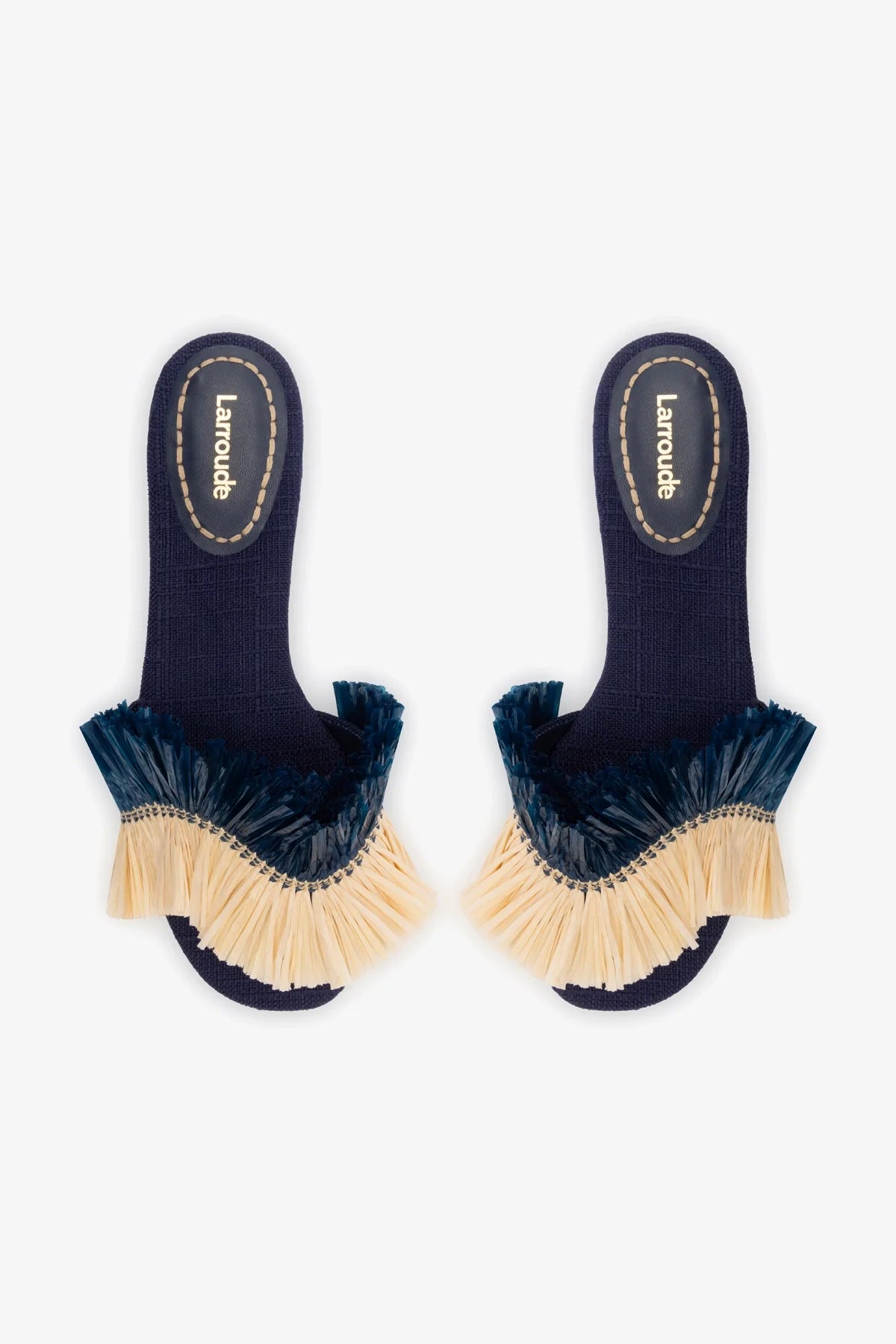 Ivy Fringe Flat In Navy Raffia - Image 3