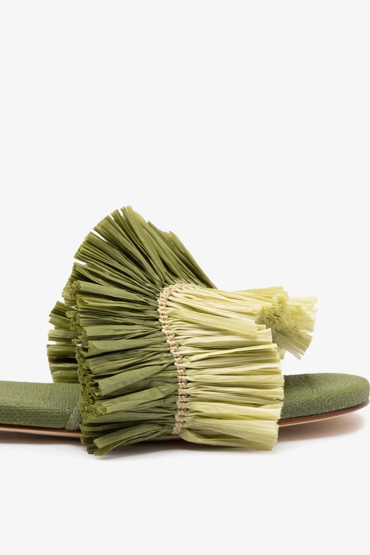 Ivy Fringe Flat In Seaweed Raffia - Image 4