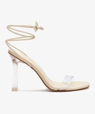 Gloria Sandal In Ivory Leather and Vinyl