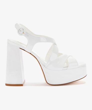 Bee Sandal In White Patent Leather