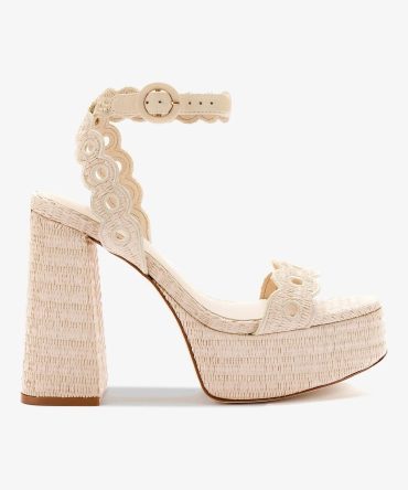 Dolly Broderie Sandal In Natural Raffia