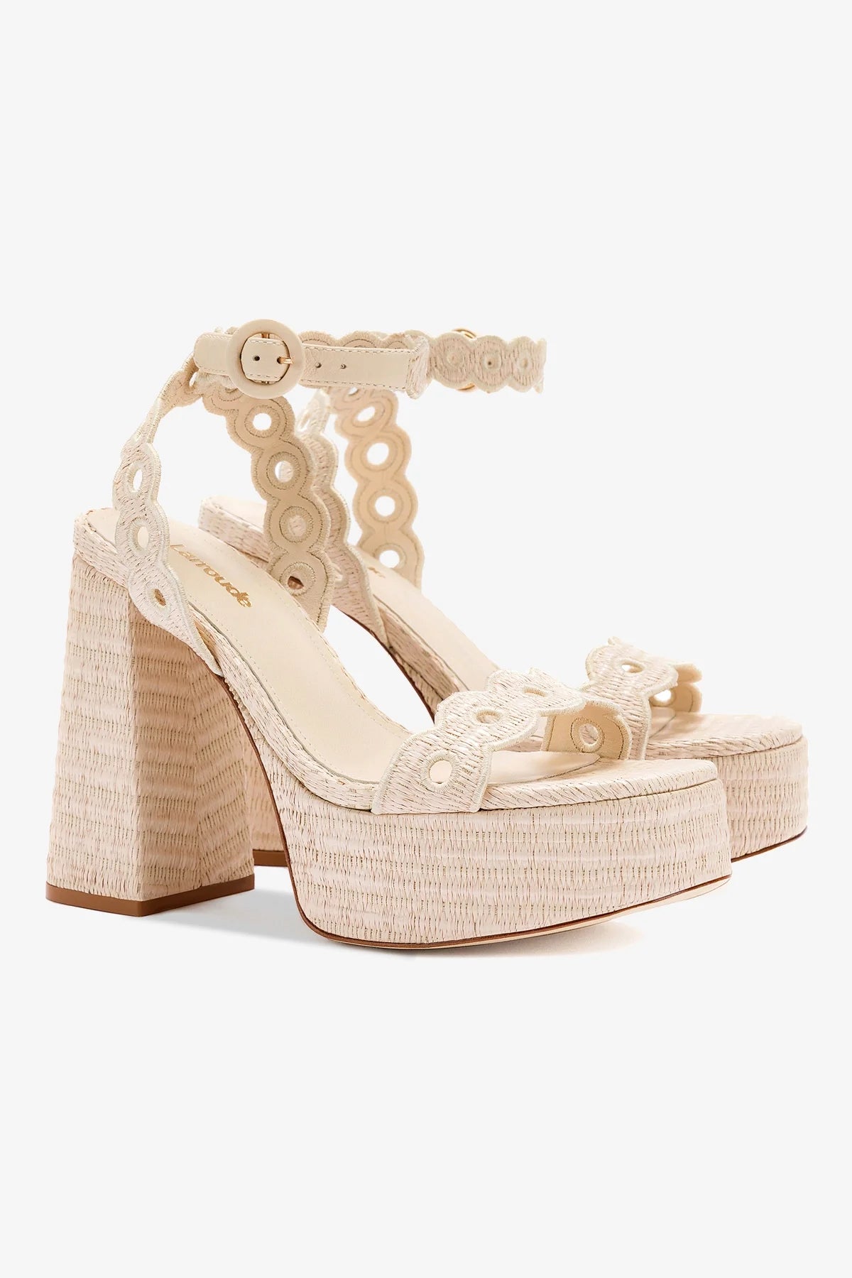 Dolly Broderie Sandal In Natural Raffia - Image 2