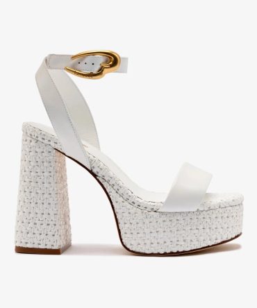 Dolly Verona Sandal In White Leather and White Raffia