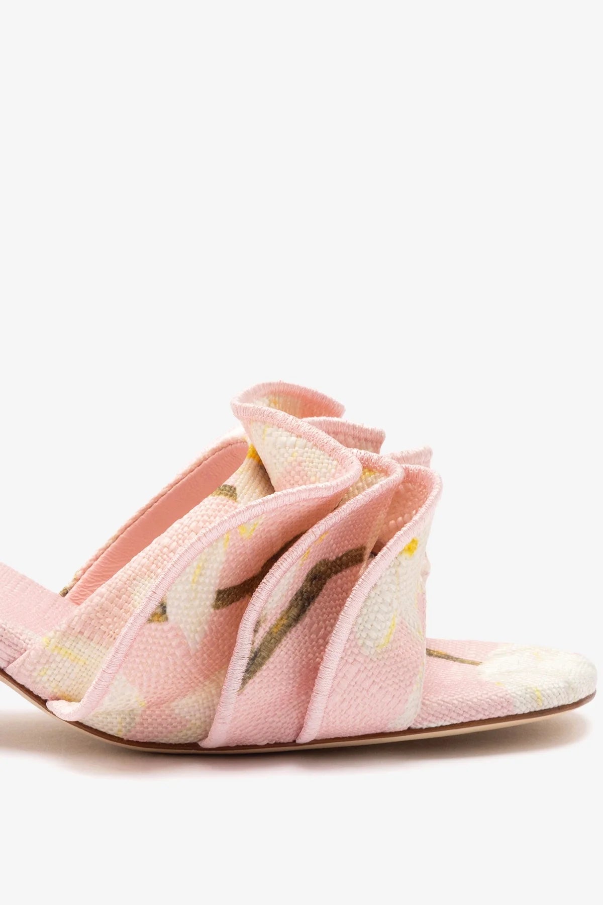 Brigitte Ruffle Mule In Tulip Printed Raffia - Image 4