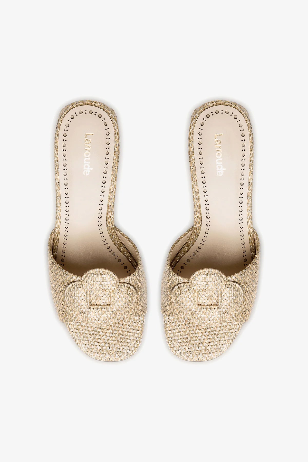 Flora Mule In Gold Metallic Raffia - Image 3