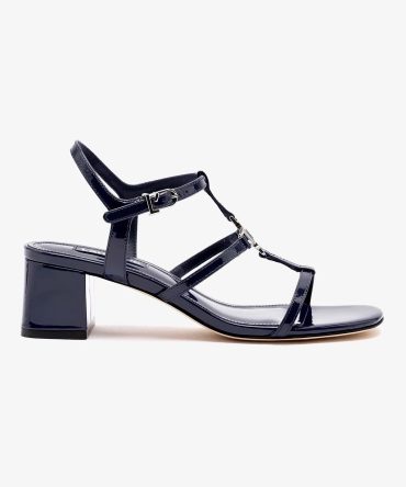 Hana Block In Navy Patent Leather