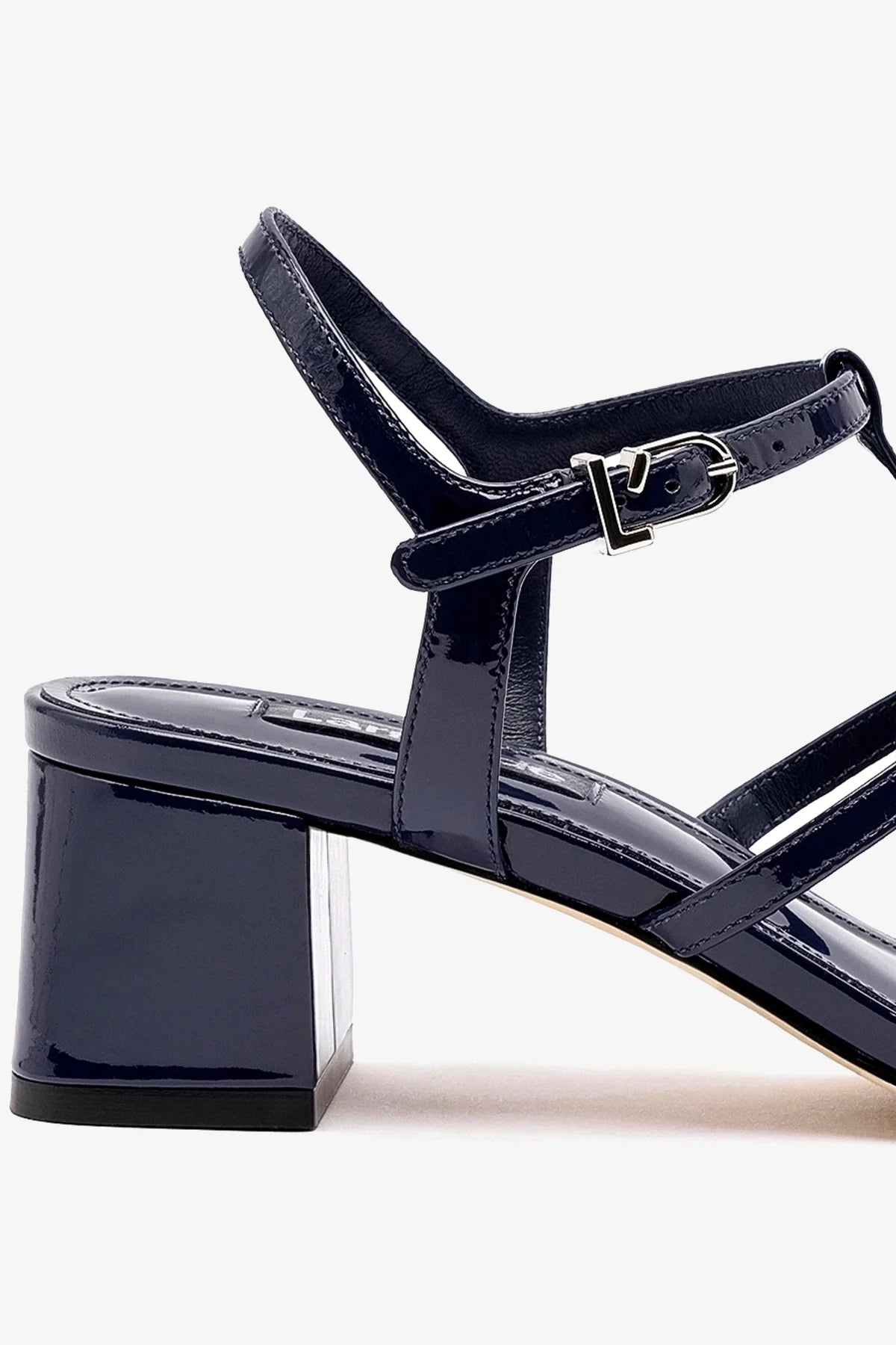 Hana Block In Navy Patent Leather - Image 4