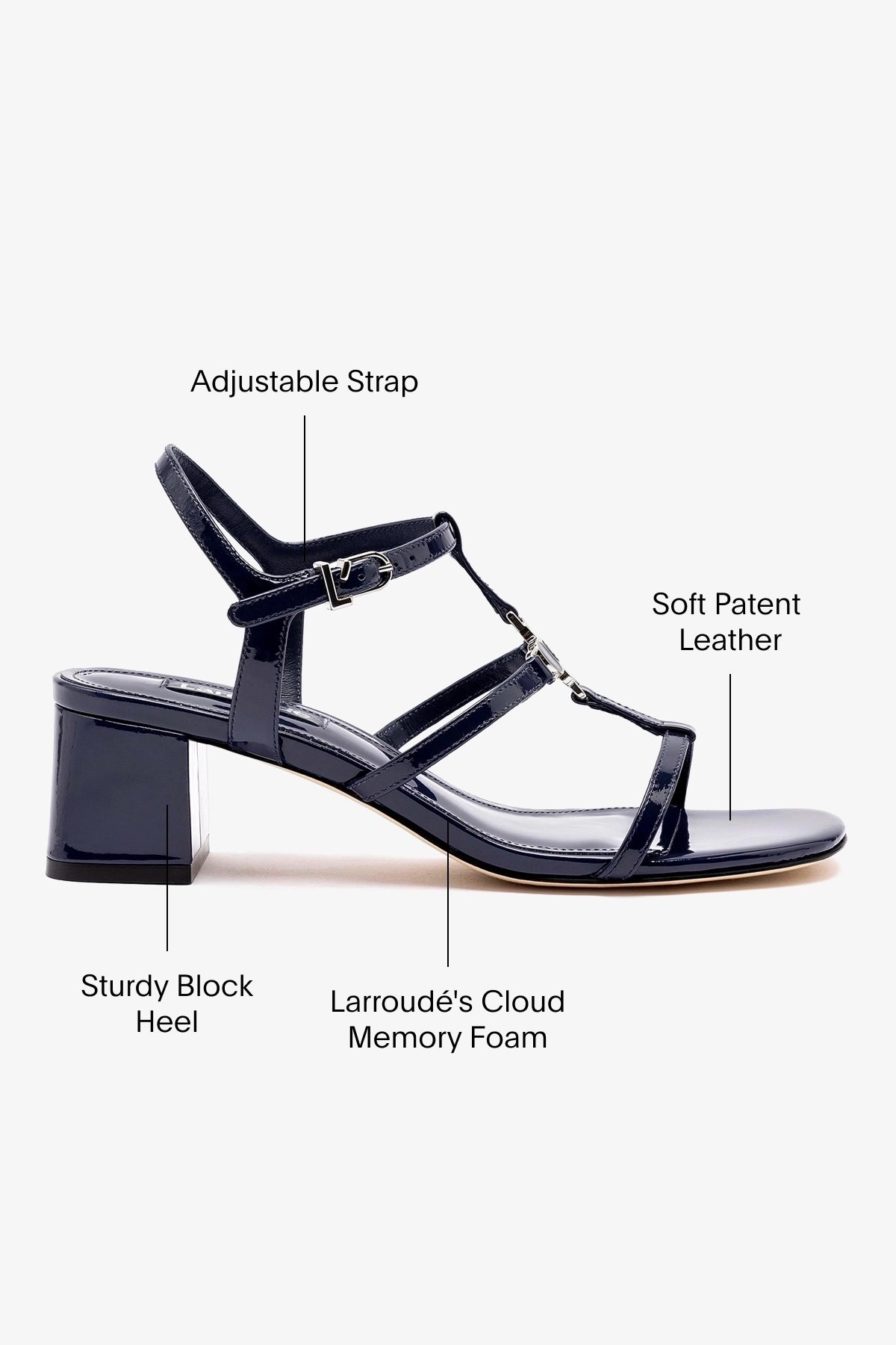 Hana Block In Navy Patent Leather - Image 6