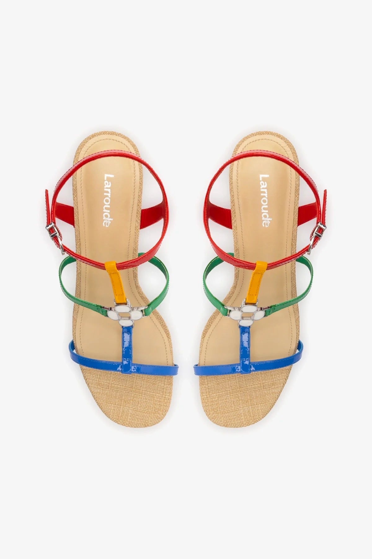 Hana Block In Multicolor Patent Leather and Raffia - Image 3