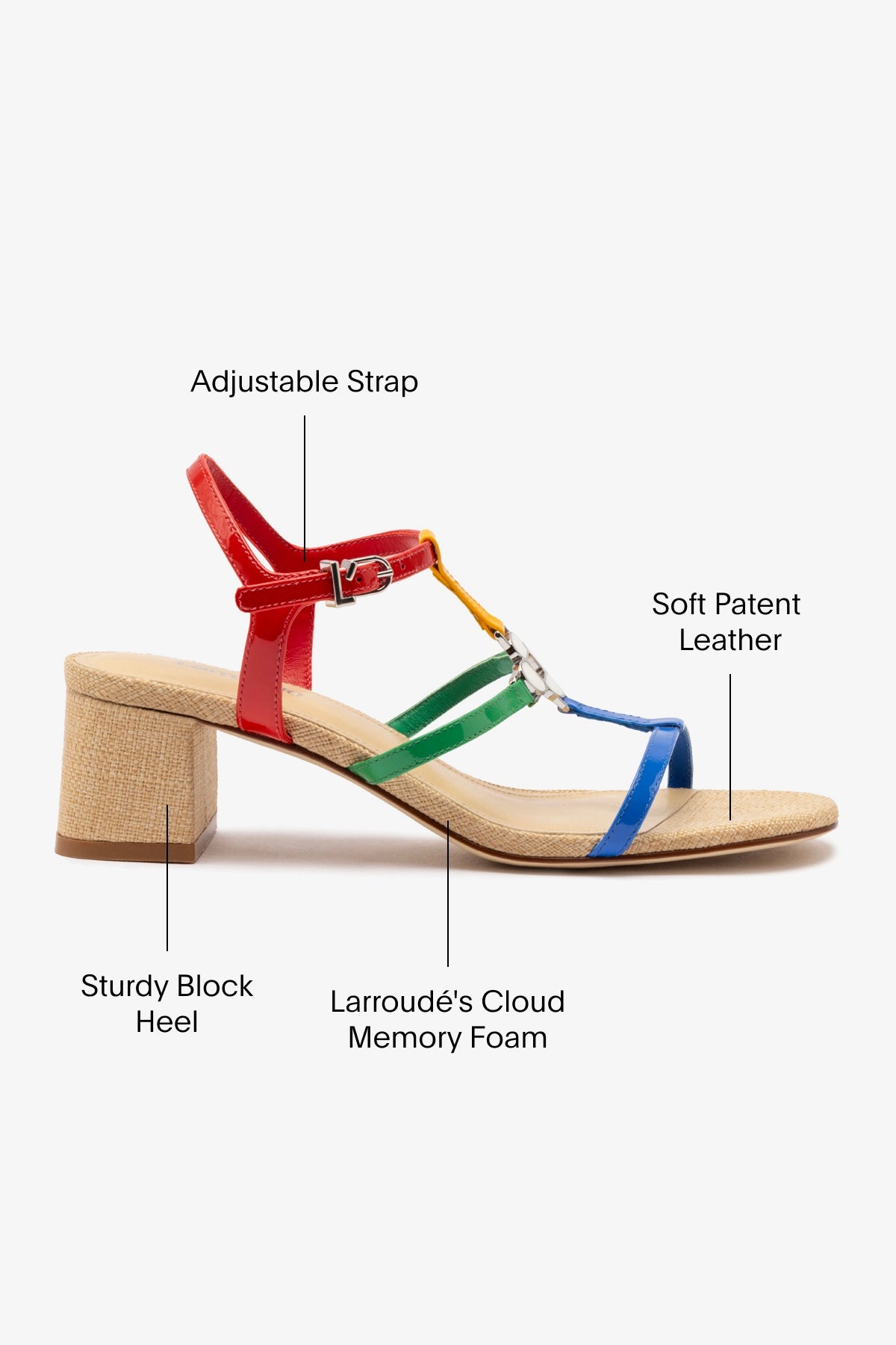 Hana Block In Multicolor Patent Leather and Raffia - Image 6