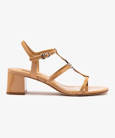 Hana Block In Tan Patent Leather