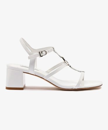 Hana Block In White Patent Leather