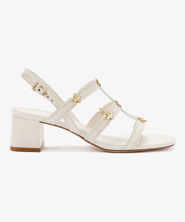 Harmony Block Sandal In Ivory Leather