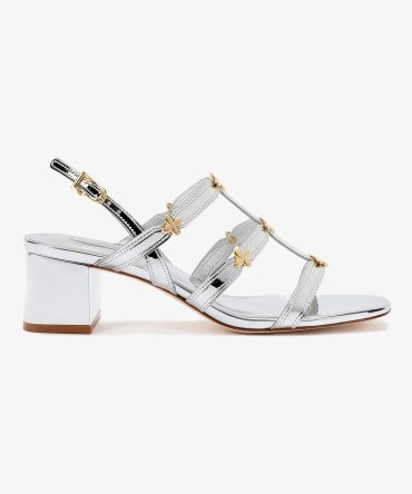 Harmony Block Sandal In Silver Specchio