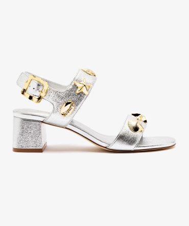 Madison Block In Silver Metallic Leather