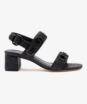Milan Sandal In Black Wave Raffia