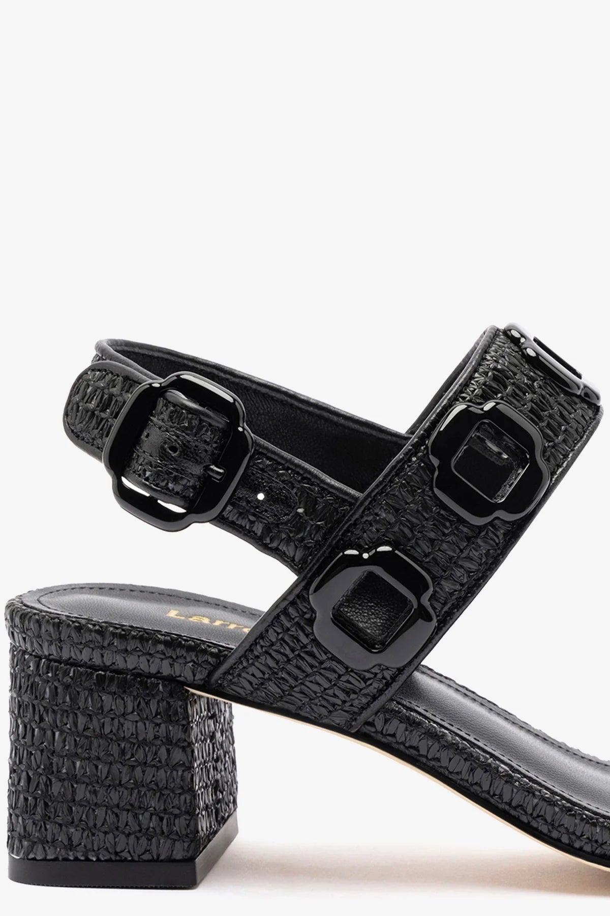 Milan Sandal In Black Wave Raffia - Image 4