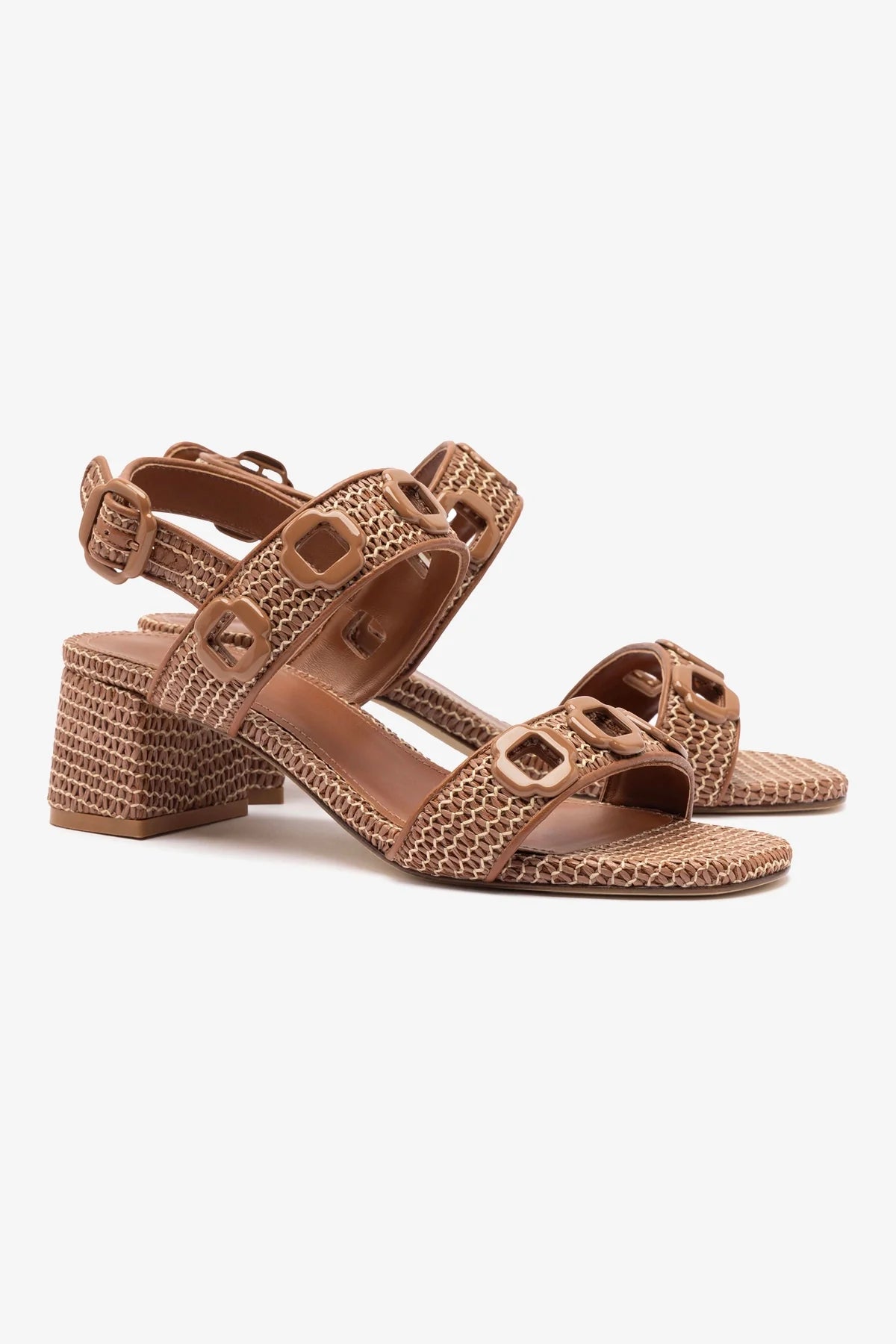 Milan Sandal In Caramel Wave Raffia - Image 2