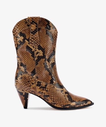 Thelma Boot In Tawny Stamped Leather